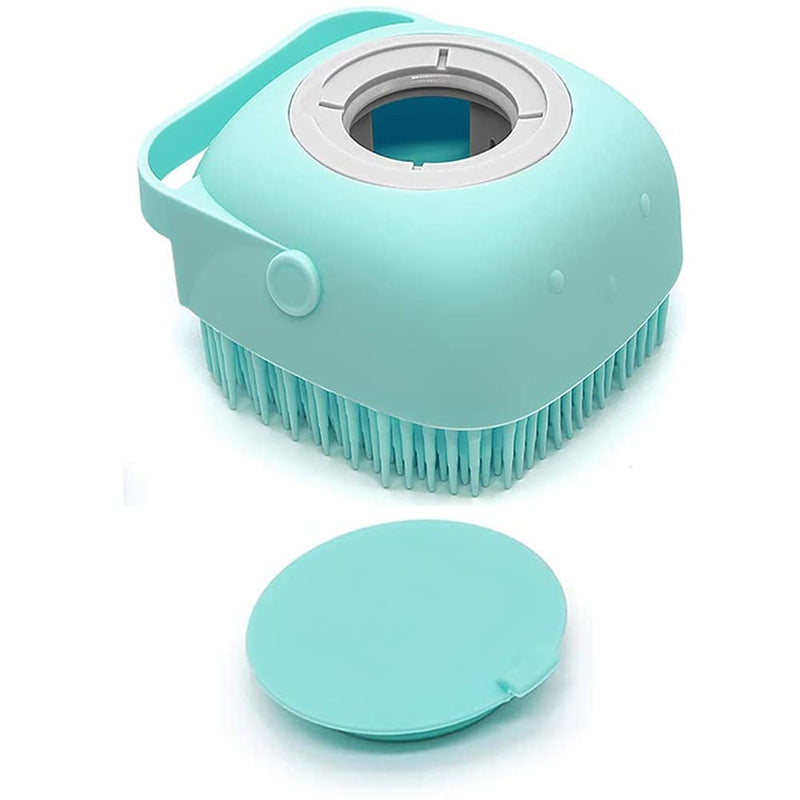 Pet Dog Bath Brush Soft Silicone Dog Shampoo Brush , Brush Hair Fur Grooming Cleaning Brush Soft Shampoo Dispenser (Blue) - PawsPlanet Australia