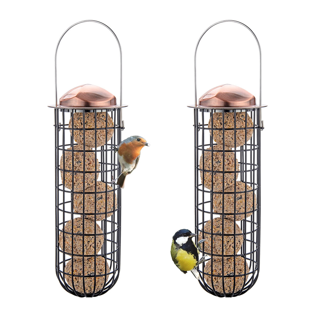 iBorn Metal Bird Feeder Fat Ball Bird Feeders Set of 2 Energy Suet Ball Hanging Feeder for Feeder for Outdoor Garden Anti-UV Never Fading Color Finish Copper - PawsPlanet Australia