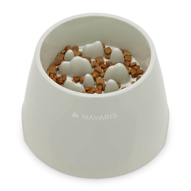 Navaris Elevated Slow Feeder Dog Bowl - Melamine Pet Food Bowl for Dogs and Cats - Raised Cat Feeding Bowl to Slow Down Eating for Wet or Dry Food - PawsPlanet Australia