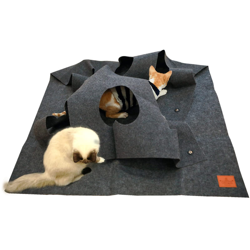 Senkmlemt Activity Play Mat for Cat, Durable Ripple Play Rug for Cats, Collapsible Fun Interactive Training Toys Mat with Hole for Cats (Gray) - PawsPlanet Australia