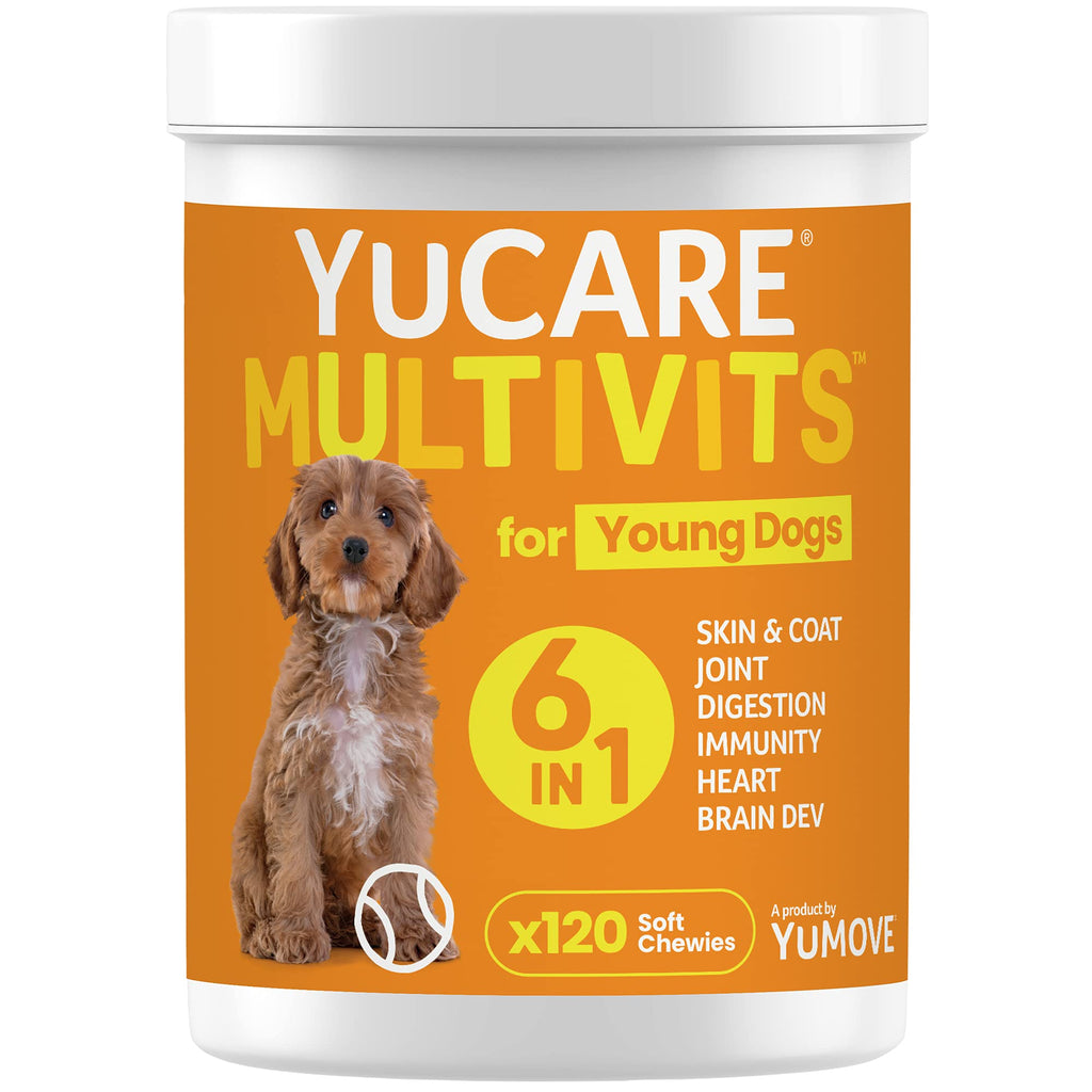 YuCARE MultiVits Supplement for Young Dogs | 6-in-1 Daily Vitamins for Dogs Under 3 Years | 120 Multivitamin Chew - PawsPlanet Australia