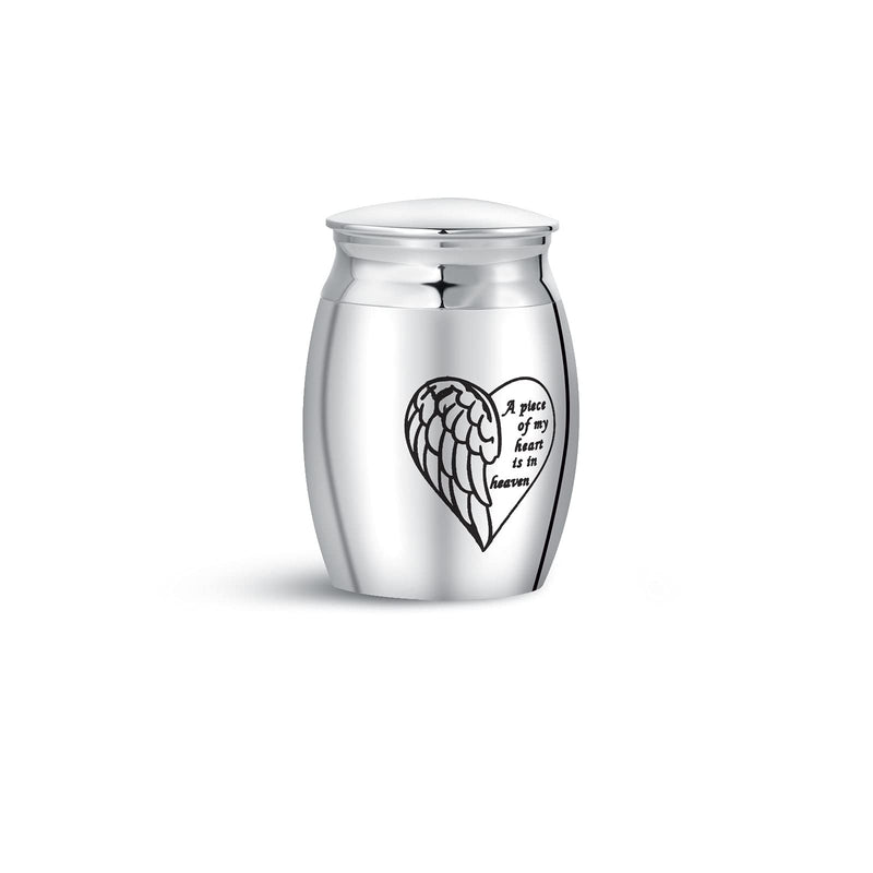 FGT Mini Urns for Ashes Family Dad Mum Grandma Grandpa Dog Cat Pets Cremation Gift Engraved A Piece of My Heart Is In Heaven Love Heart Angel Wing - PawsPlanet Australia