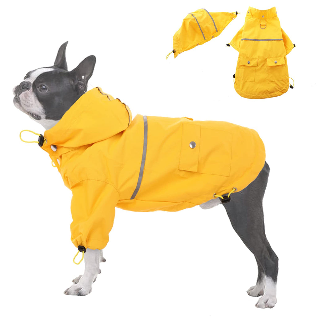 Dog Raincoat, Rainwear Waterproof Coat with Removable Hood Rain Jacket Puppy Rain Poncho Waterproof Clothes with Reflective Strips for Small Medium Dogs(S) - PawsPlanet Australia