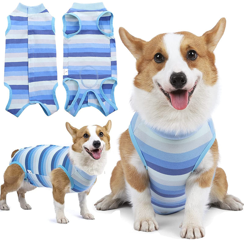 Hjyokuso Recovery Suit for Dogs After Surgery, Recovery Shirt for Male Female Dog Abdominal Wounds Bandages Cone E-Collar Alternative Anti-Licking Pet Surgical Recovery Snuggly Suit Soft Fabric Onesie Small(Chest:12.6") Blue - PawsPlanet Australia