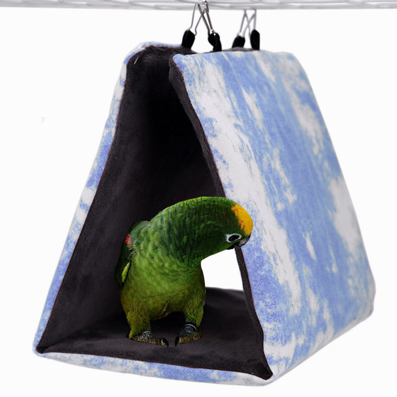 LeerKing Parrot Nest Plush canvas Bird Hut Hammock Hanging Bed for Cage Pet Bird Tent Small Animals Toy for Parakeet Cockatiel African Grey Amazon Lovebirds Finch Canary Parrots (S, Blue) - PawsPlanet Australia