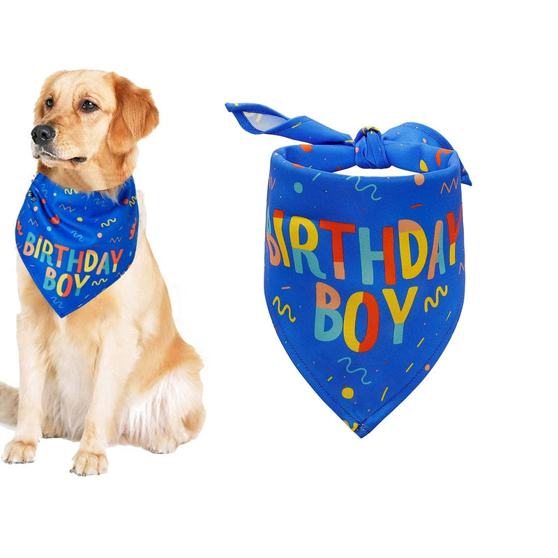 Dog Birthday Bandana,Dog Birthday Boy Bandana Triangle Scarf for Small, Medium, Large Dogs, Bandana for Dogs Puppy Birthday Party, Boy Dog Happy Birthday Bandana, Blue - PawsPlanet Australia