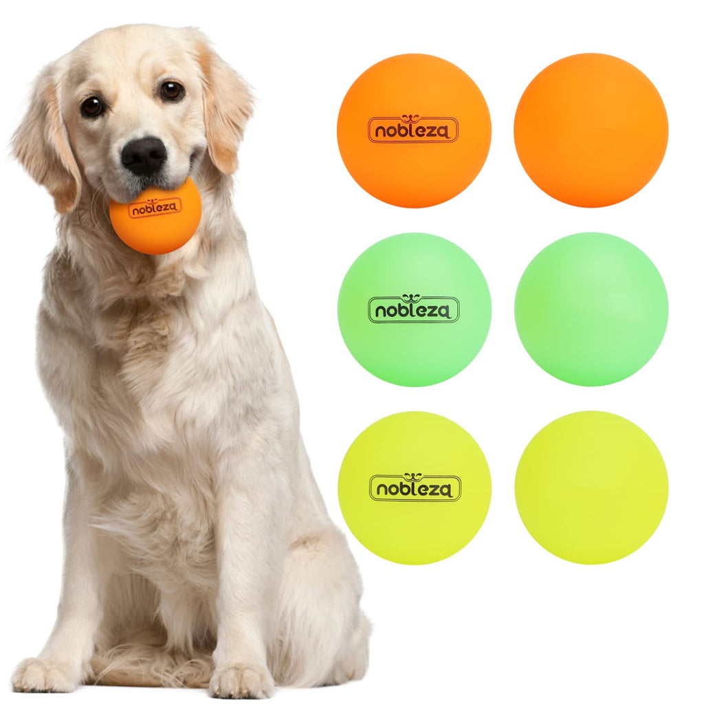 Nobleza Dog Ball, 6 Pack Durable Dog Balls Toy High Visibility Glow In The Dark, Nature Rubber Light Up Dog Ball, Night Time Glowing Fetch Ball, Great for Medium Small Dogs (D6 cm) D6 cm Three color assortments - PawsPlanet Australia