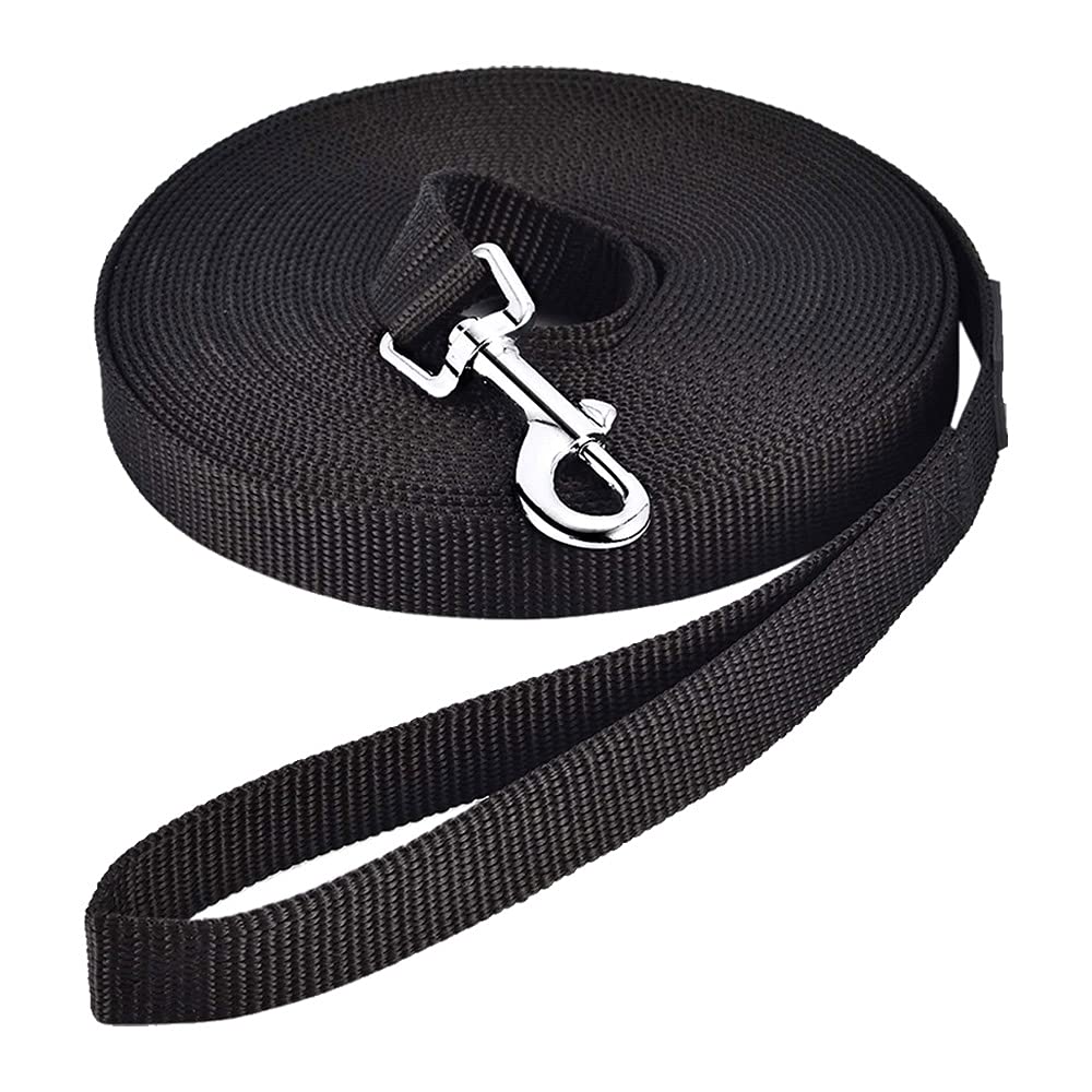 Dog Training Lead,Nylon Webbing Recall Training.(10m/33ft,Black) 10M Training Leads - PawsPlanet Australia