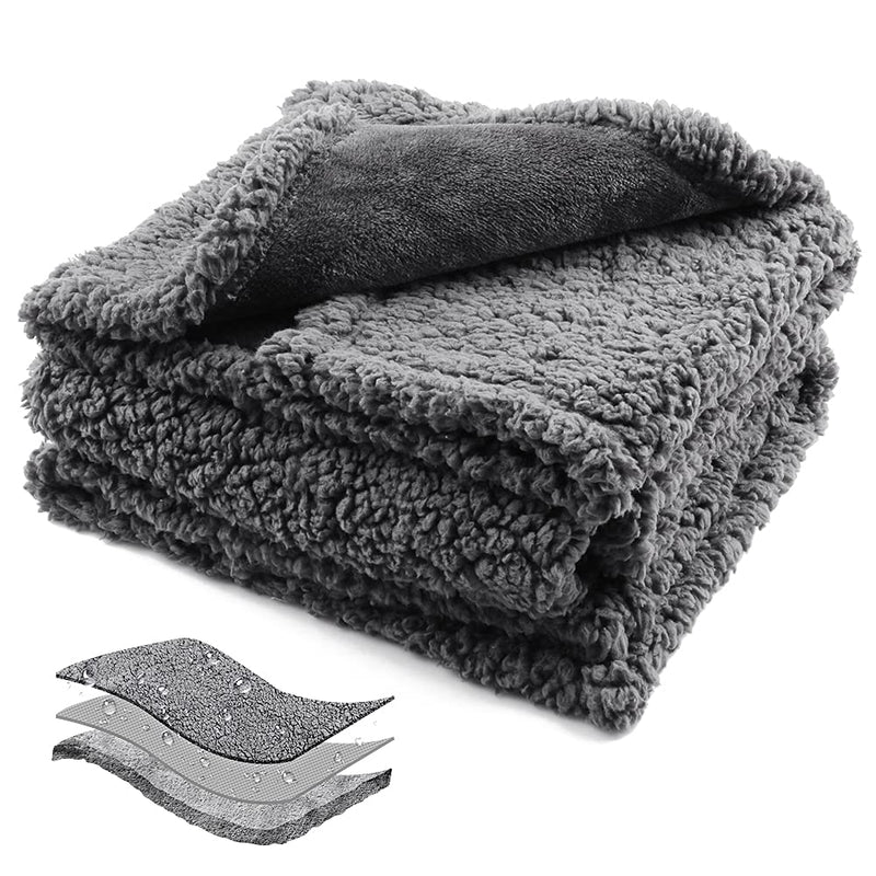Onarway Waterproof Dog Blanket of Reversible Sherpa Fleece for Bed, Couch, Sofa, and Floor, 100cm×145cm Waterproof Dog Bed Cover for Puppies, Cats, Dogs or Other Small Medium Pets Grey M(100CM x 145CM) - PawsPlanet Australia