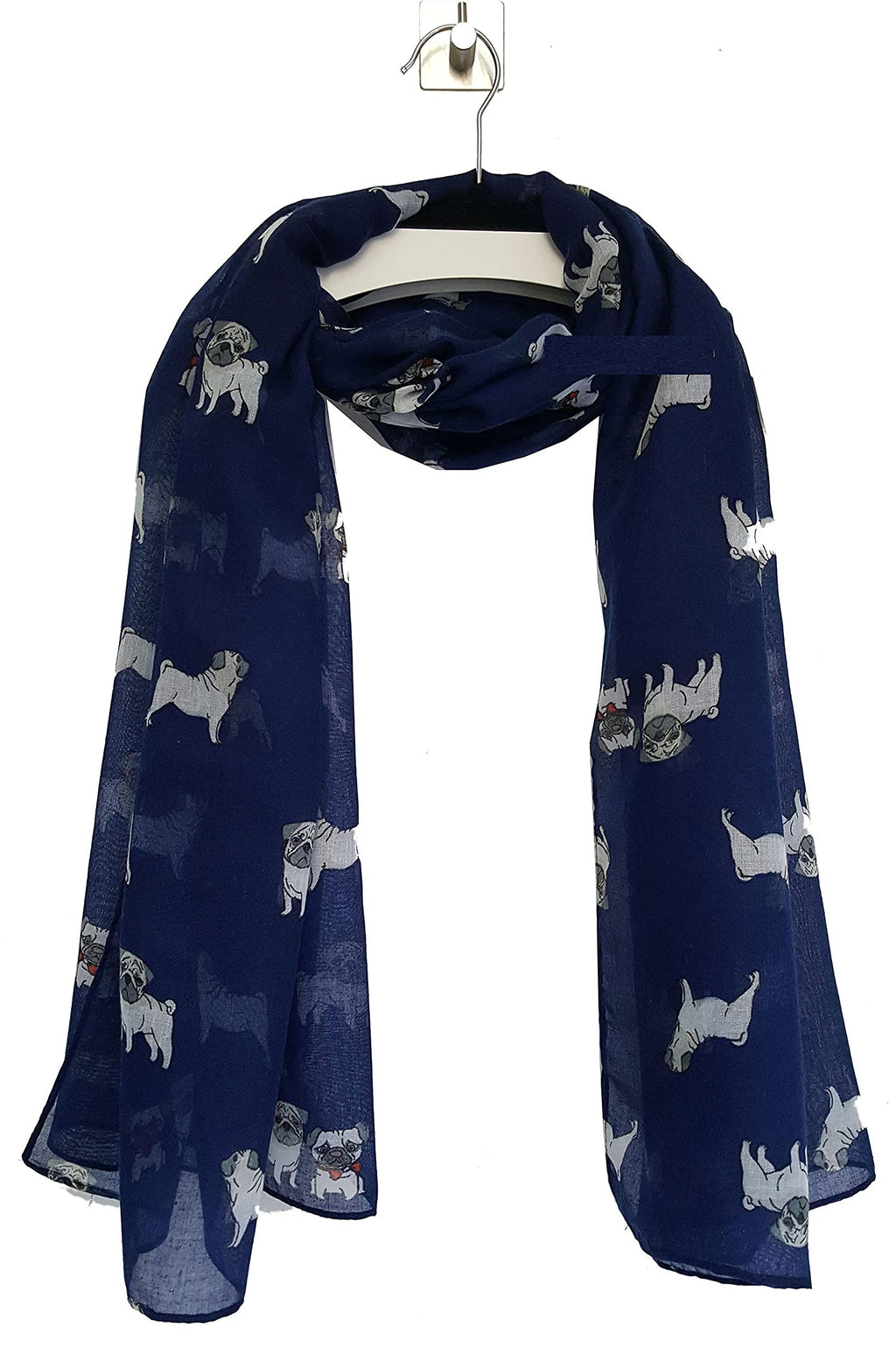 GFM Animal Print Scarf : Pug Pugs Dogs .PG-99-A-GHNL-Blue - PawsPlanet Australia