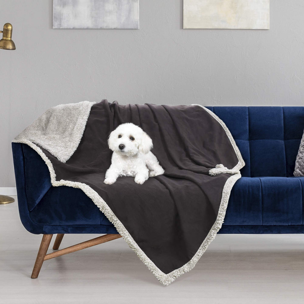 Pawsse Waterproof Dog Blanket, Pet Puppy Cat Fleece Sherpa Sofa Throw Blanket Cushion Mat for Bed Car Seat Furniture Protector Cover Medium 125 x 75 cm Brown Brown / Tuape - PawsPlanet Australia