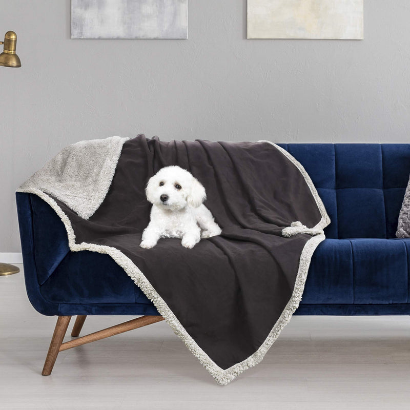 Pawsse Waterproof Dog Blanket, Pet Puppy Cat Fleece Sherpa Sofa Throw Blanket Cushion Mat for Bed Car Seat Furniture Protector Cover Medium 125 x 75 cm Brown Brown / Tuape - PawsPlanet Australia