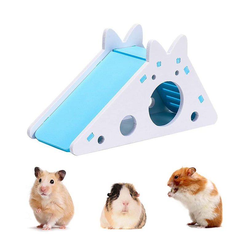 TSHAOUN Hamster House with Ladder and Slide, Hamster Play Toys Hideout Hut Rat Hideaway, Boredom Breaker Small Animal Activity Toy, DIY Hamster Cage Accessories for Small Pets (Blue) Blue - PawsPlanet Australia