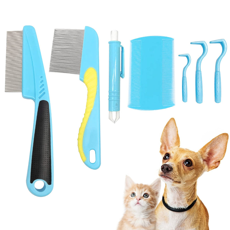 VidFair Tick Remover Set (7 Pcs), 3 Tick Hooks, 1 Tick Removal Tweezer Pen, 2 Flea Combs, 1 Double-sided Flea Comb, Tick Remover Kit for Dogs Cats Pets Human - PawsPlanet Australia