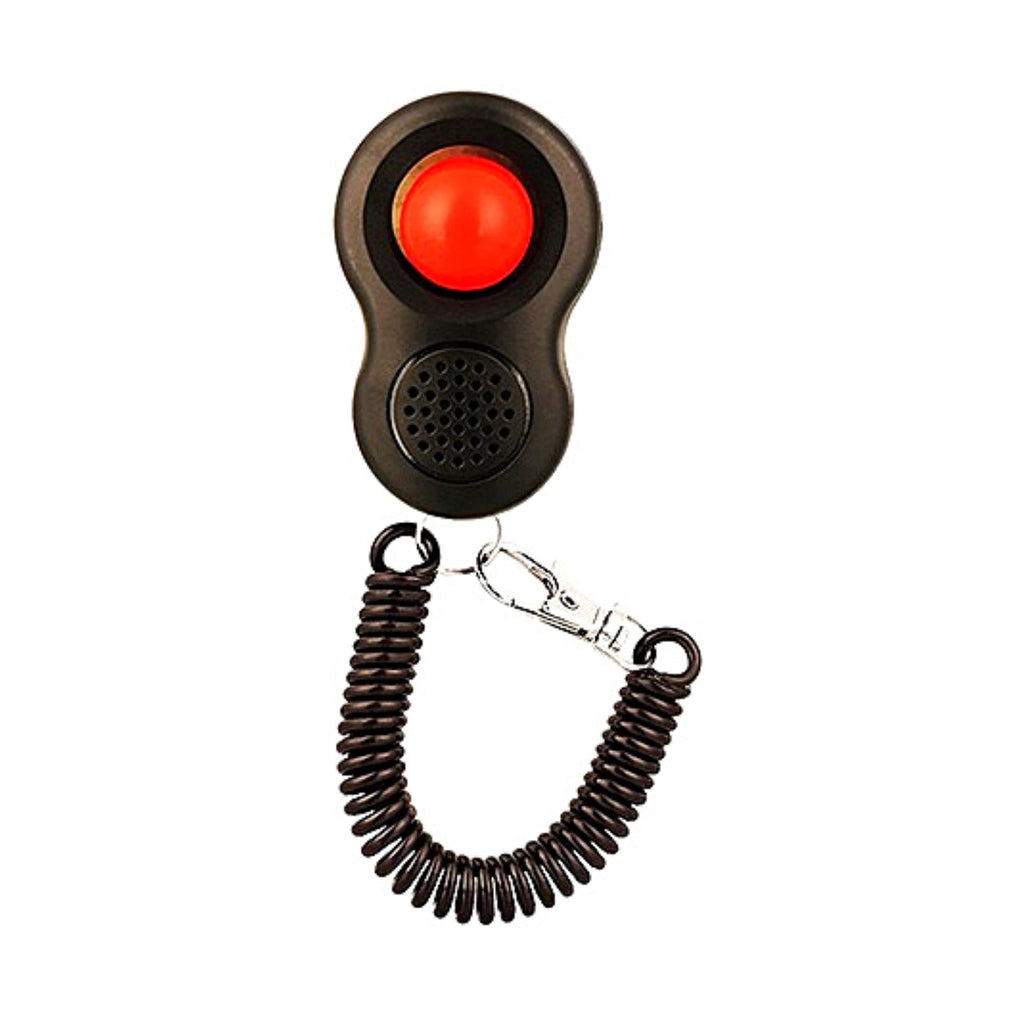 Dog Puppy Training Clicker, Train Cat, Kitten, Pet Obedience, Recall Clickers, Barking, Sit, Down, Tricks (Black, With Spiral Wrist Strap) Black - PawsPlanet Australia