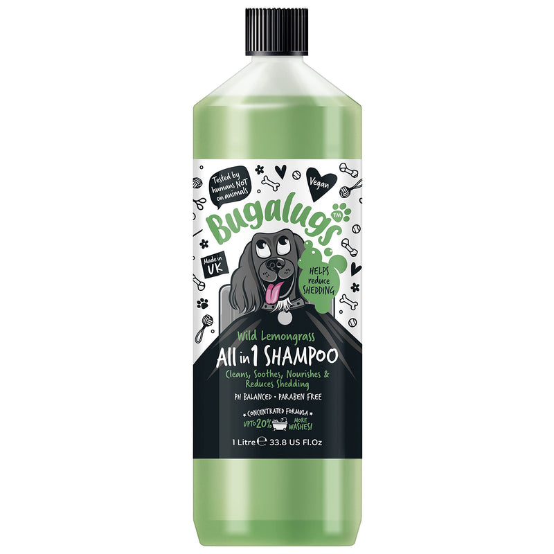 BUGALUGS Dog Shampoo All in 1 shampoo & conditioner dog grooming products for smelly dogs with fragrance, best vegan pet puppy shampoo, professional groom (1 Litre) 1 Litre - PawsPlanet Australia