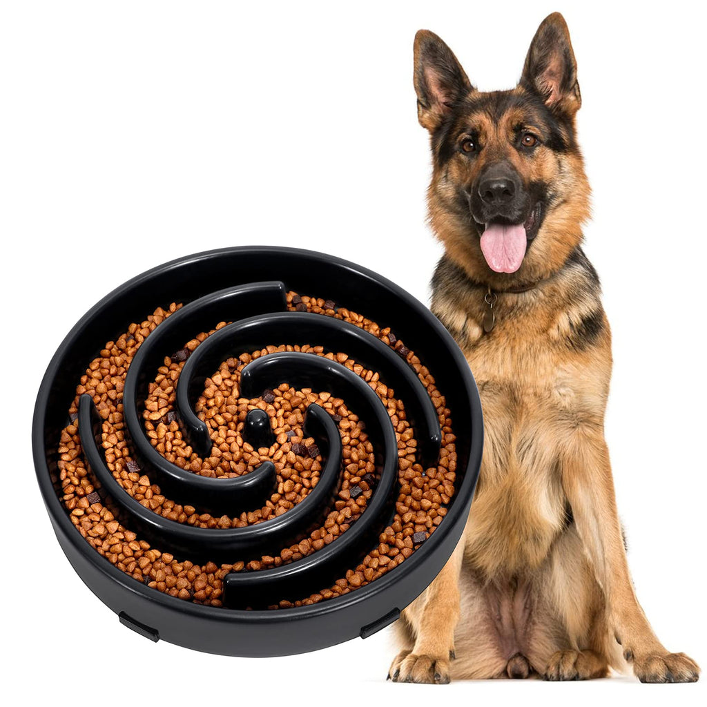 Pet Slow Feeder Dog Bowl, Slow Eating Dog Bowl Fun Puzzle Feeding Bowl Bloat Stop Dog Food Bowl Anti-vomiting Interactive Feeder Dog Maze Bowl Non Skid Black - PawsPlanet Australia