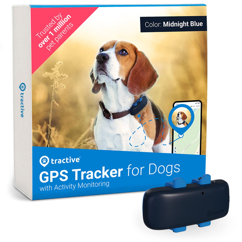 Tractive GPS DOG 4. Dog Tracker. Always know where your dog is. Keep them fit with Activity Monitoring. Unlimited range. (Midnight Blue) - PawsPlanet Australia