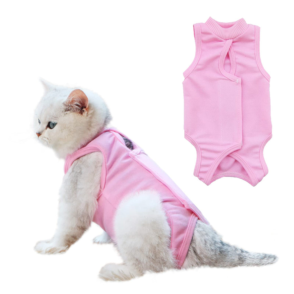 HACRAHO Cat Professional Recovery Suit, 1 Pack Pink E-Collar Cat Wound Surgery Recovery Suit Soft Breathable Cat Recovery Clothes After Surgery Wear for Cats Kitten, M - PawsPlanet Australia