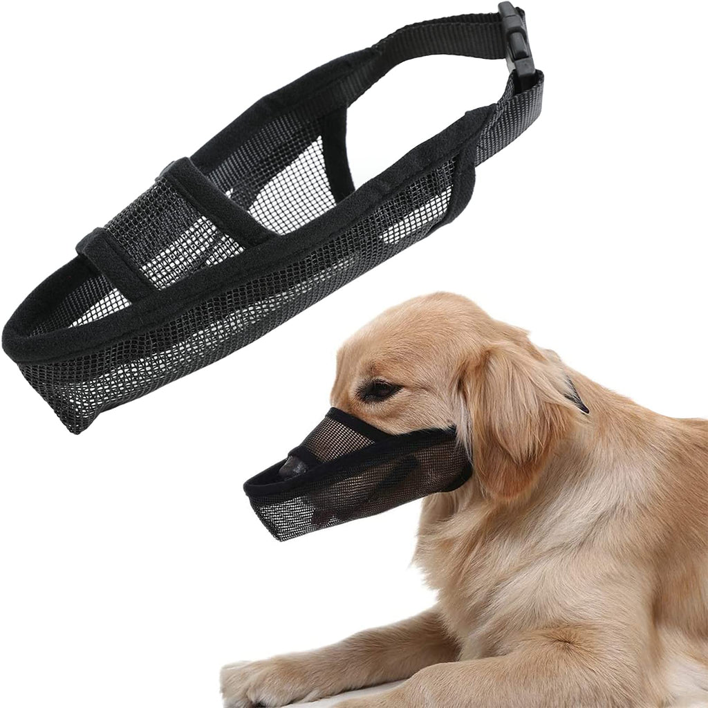 Acehome Dog Muzzle for Small Medium Large Dogs, Adjustable & Prevent Barking Eating Dog Mouth Cover Soft Breathable Nylon Mesh Dog Muzzle for Anti-Biting Chewing Training, Black-M M (Pack of 1) - PawsPlanet Australia