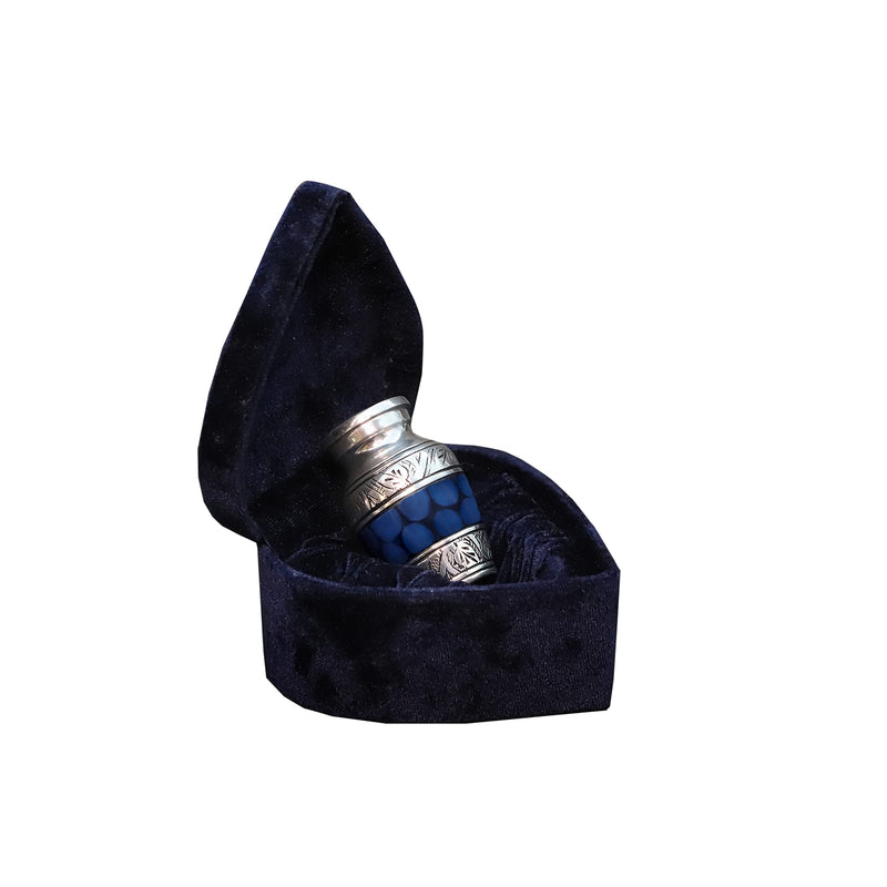 hlc Lovely Small Keepsake Urn Qnty 1 - Keepsake Urn for Human Ashes with 1 Velvet Box Bag-Mini Keepsake Urn -Beautiful Peaceful Blue Brass Hand Engraved Mini Memorial Affordable Keepsake Urn (3 cu.in) - PawsPlanet Australia