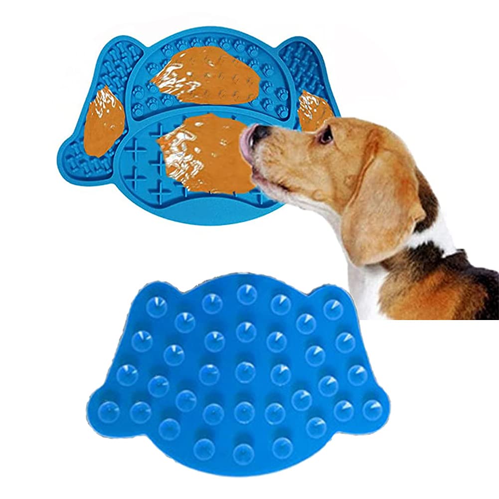 TeTupGa Silicone Dog Lick Pad Pet Food Feeder Bowl Puppy Cat Butter Dispensing Feeding Bath Mat Slow Treat Grooming Training (Blue) Blue - PawsPlanet Australia