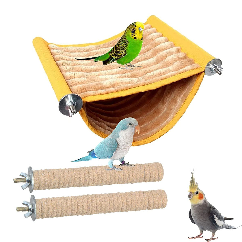 Bird Nest Parrot House Hammock Tent Small Animal Hanging Bed Bird Cage Accessories Perches Rope Stand Parakeet Cockatiels Chew Toys (Small, Set-A) - PawsPlanet Australia