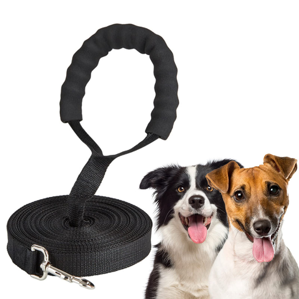 Training Lead for Dogs 5m, Long Nylon Training Recall Dog Leash with Soft Padded Handle for Large, Medium and Small Dogs,Pet Tracking Training Obedience Black (5M/16FT) 5M/16FT - PawsPlanet Australia
