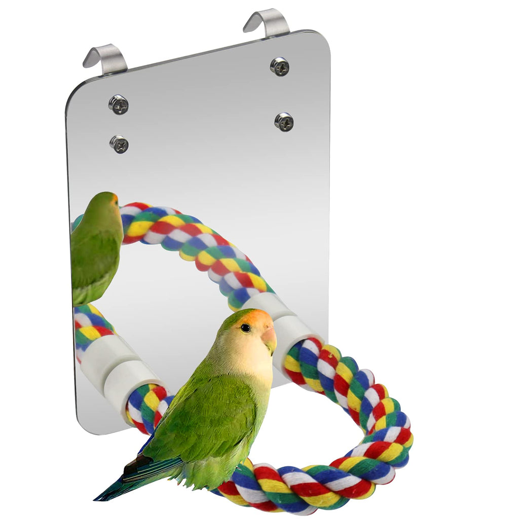 Mygeromon Bird Mirror Perches Rope for Cage Parrot/Budgies/Small Birds/Cockatiels/Parakeet Colorful Stand Toy - PawsPlanet Australia