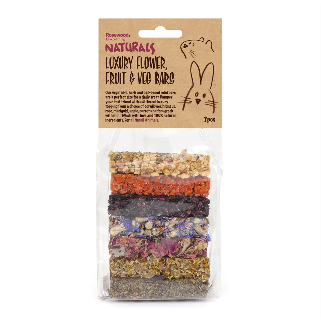 Naturals Luxury Flower, Fruit & Veg Bar Treats for Small Animals (7pc), Pack of 42 (6 packs of 7) - PawsPlanet Australia