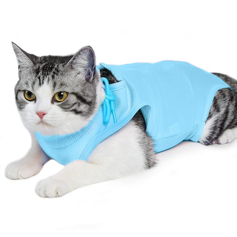 Cat Surgery Recovery Suit for Abdominal Wounds or Skin Diseases, Anti-Licking Cat Puppy Onesies After Surgery Wear, E-Collar Alternative, Post-Operative Pet Surgical Recovery Vest Shirt (S,Blue) S Blue - PawsPlanet Australia
