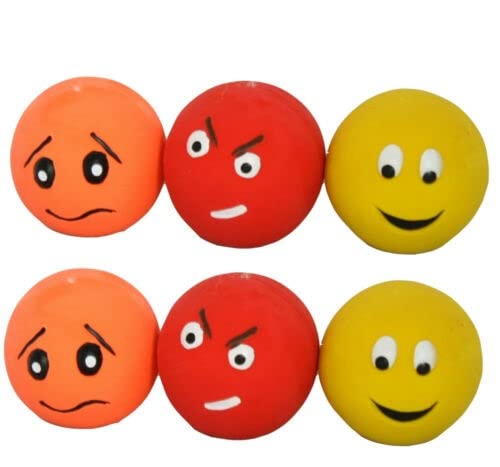6 PACK OF SQUEAKY LATEX FACE BALLS FOR DOGS PUPPY TOYS 7CM - PawsPlanet Australia