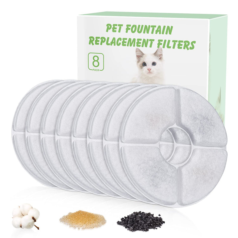 Cat Water Fountain Filters 1.6L for Flower Fountains 8 PCS, Pet Fountain Replacement Filters with Resin and Active Carbon for Automatic Flower Water Dispenser Drinking Fountain 8 PACK - PawsPlanet Australia