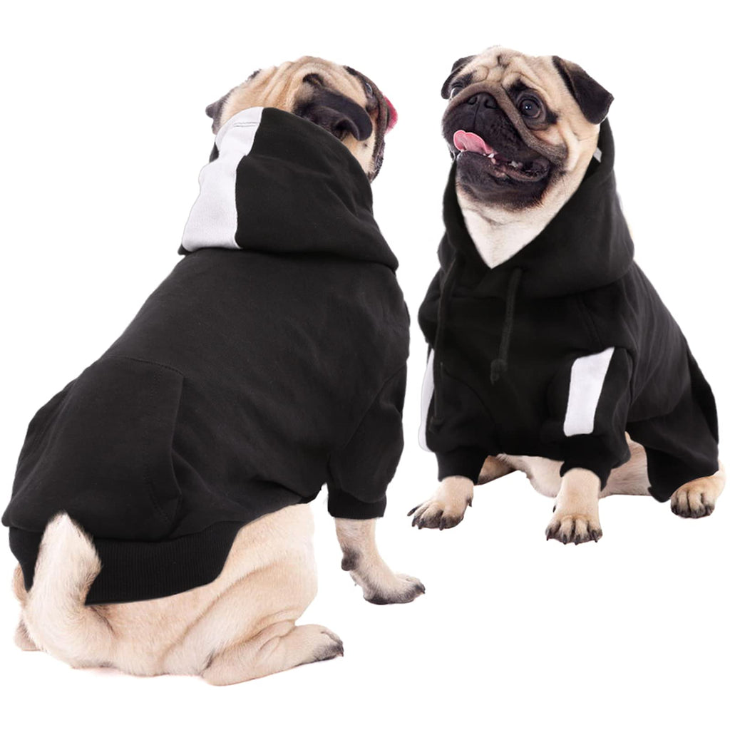 Dog Hoodie Sweatshirt Clothes Apparel Fleece Hoodie Sweater Cotton Jacket Sweat shirt Coat for Small Medium Large Dogs Cats, Soft Warm Dog Hoodie Sweater with Pocket, Cold Weather Clothes (Black XS) X-Small(Chest girth:15.7") - PawsPlanet Australia