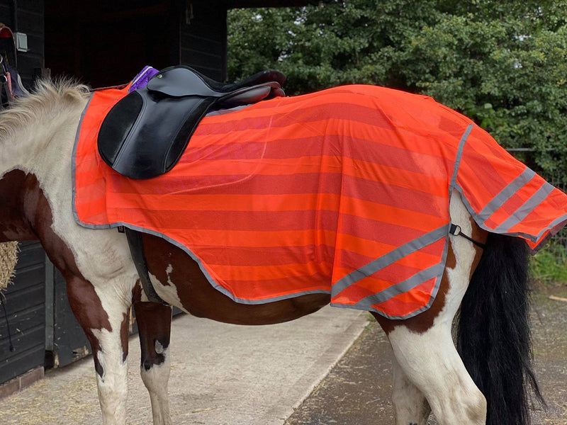 Equipride REFLEX HIND EXERCISE SHEET HI VIZ QUARTER SHEET SADDLE GAP FULL/COB/PONY NEON ORANGE (Full) - PawsPlanet Australia