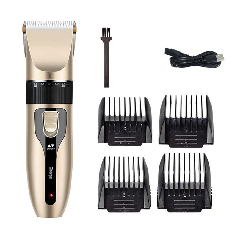 AUTUUCKEE Cat Dog Clippers Hair Trimmer Tool USB Rechargeable Electric Pet Shaver Low Noise Kit(Gold) Gold - PawsPlanet Australia