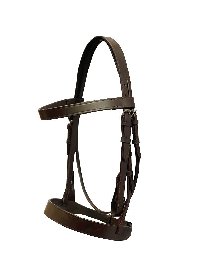 Astile Equestrian Leather Hunter Bridle 1 Inch Noseband With Free Leather Reins (COB, BROWN) COB - PawsPlanet Australia