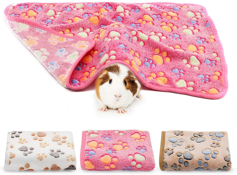 HYLYUN Guinea Pig Blanket, 3 Pack Small Animal Soft Warm Pet Fleece Blankets Sleep Mat Pad Cover Flannel Throw for Hamster Guinea Pig Rabbit Dog Cat Chinchilla Hedgehog - PawsPlanet Australia