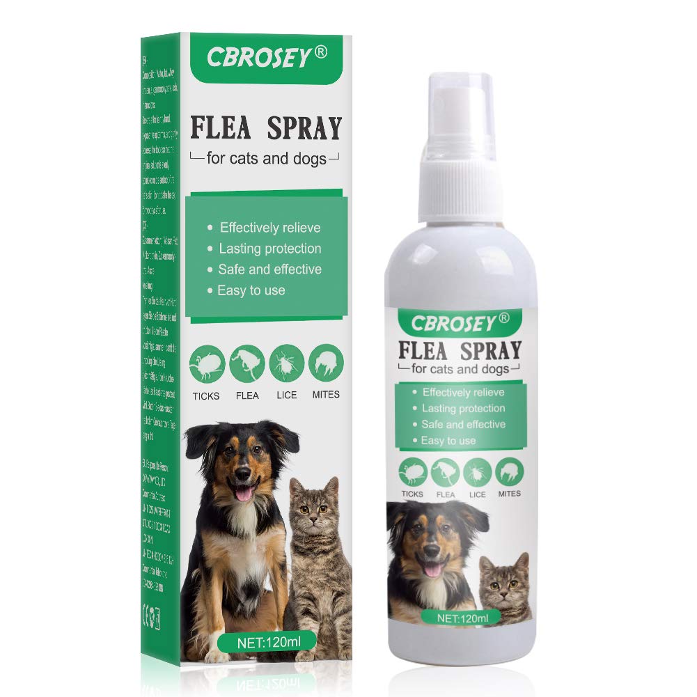 CBROSEY Flea Spray,Cat Flea Treatment,Flea Treatment For Dogs,Cat Flea Spray,Flea Spray For Dogs,Cat Flea Spray Treatment,Natural Anti Flea Spray for Dogs Cats 120 ml (Pack of 1) - PawsPlanet Australia