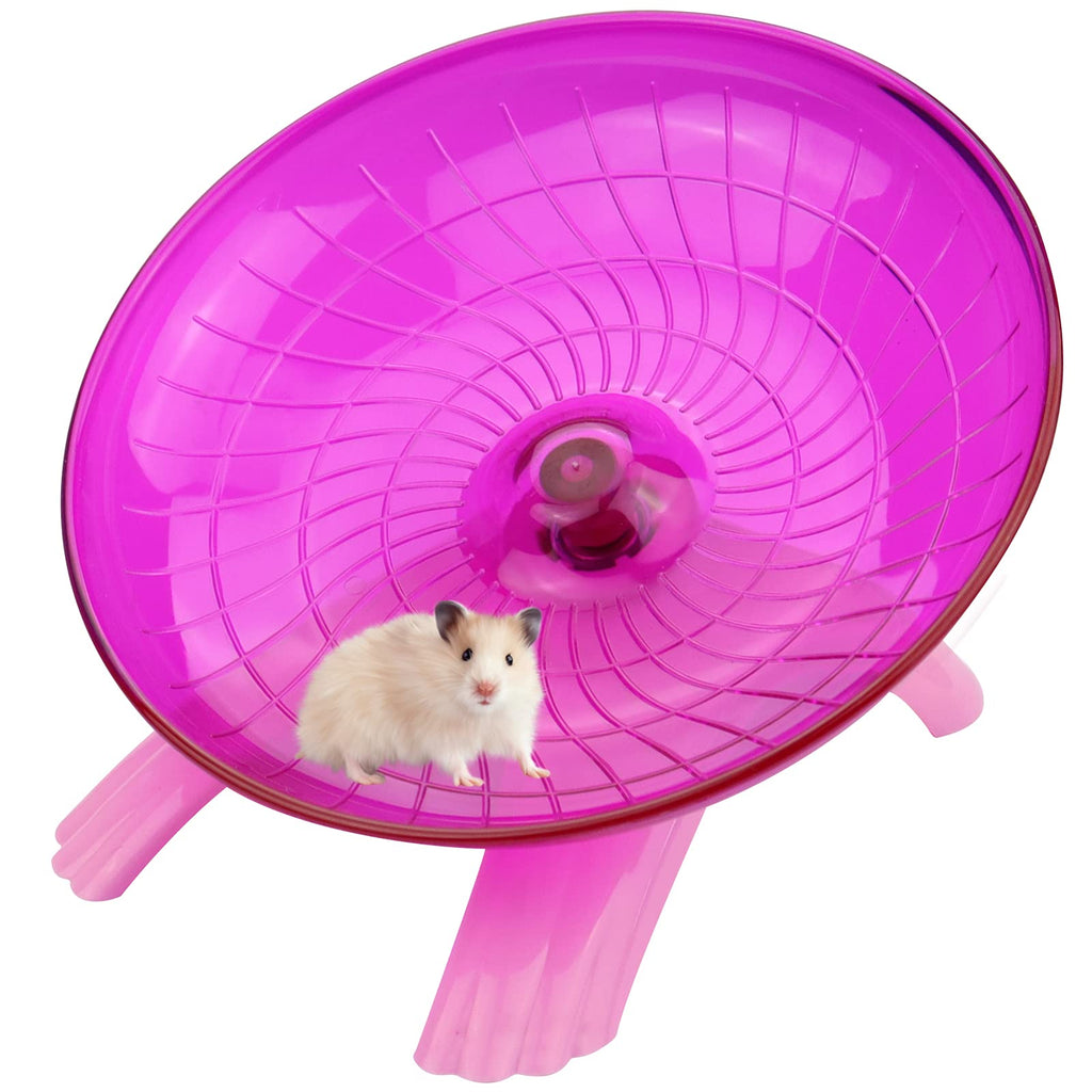 Flying Saucer Hamster Wheel With Silent Spinner 18cm for Cage Dwarf Hamster Small Rat (pink) - PawsPlanet Australia