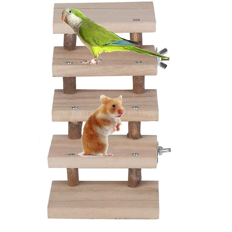 TeTupGa Natural Wooden Hamster Pet Cage Bird Platform Parrot Toy Climbing 5 Layers stair Ladder Accessories Bridge Springboard Training Tool - PawsPlanet Australia