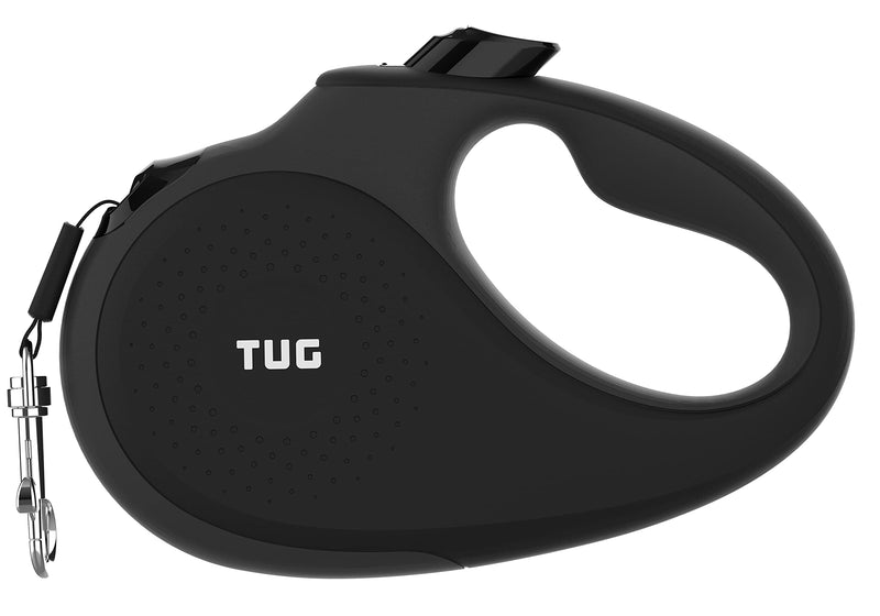 TUG 360° Tangle-Free Retractable Dog Lead for Up to 15 kg Dogs | 5 m Strong Nylon Tape | One-Handed Brake, Pause, Lock (Small, Black) S (Pack of 1) - PawsPlanet Australia