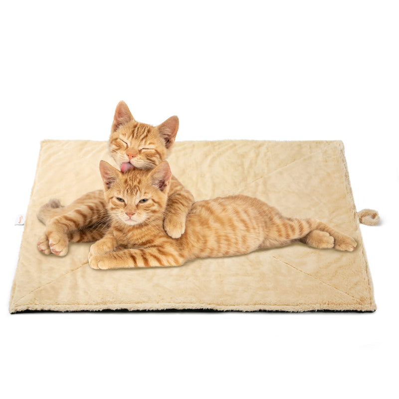 Toozey Self-Heating Blanket for Cats and Dogs, Size 68 x 48 cm / 90 x 65 cm / 120 x 80 cm Heat Mat for Pets, Cat Blanket Creamy Yellow S: 68cm×48cm - PawsPlanet Australia