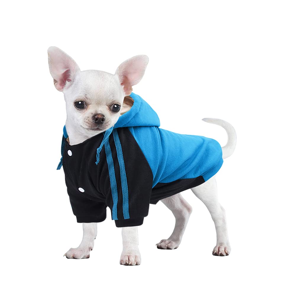FEimaX Dog Hoodie Warm Coat Puppy Pet Hoodies Winter Clothes Outdoor Hooded Adjustable Cat Jacket Sweater Shirt for Small Medium Dogs Chihuahua Yorkshire Poodle S Blue - PawsPlanet Australia