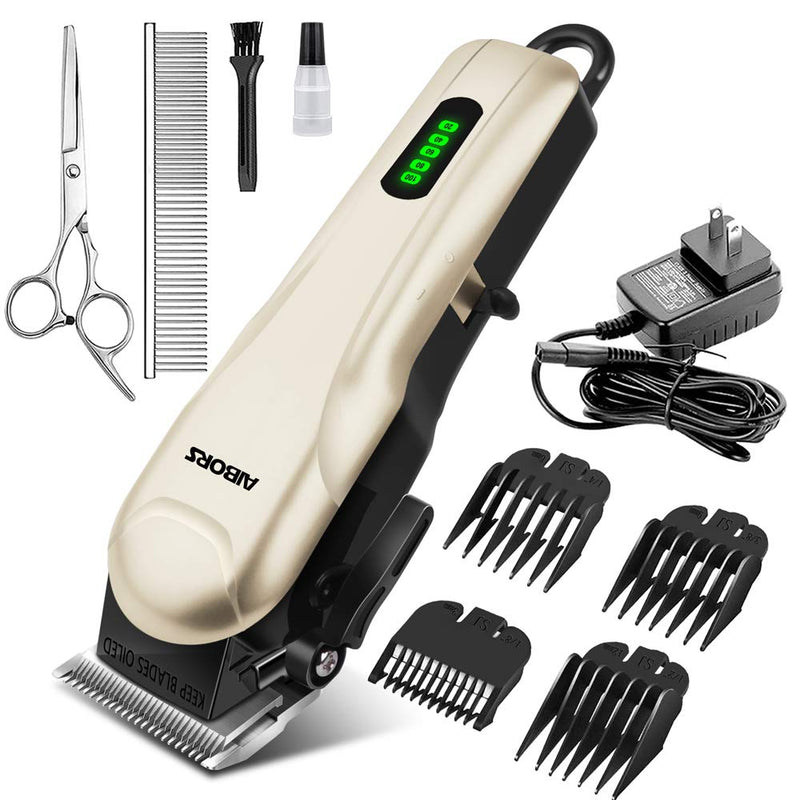 AIBORS Dog Clippers-Electric Dog Grooming Kit: Professional Low Noise Rechargeable Cordless Hair Clippers-Pet Grooming Scissor for Dogs Cats Pets Hair Trimmer Set - PawsPlanet Australia