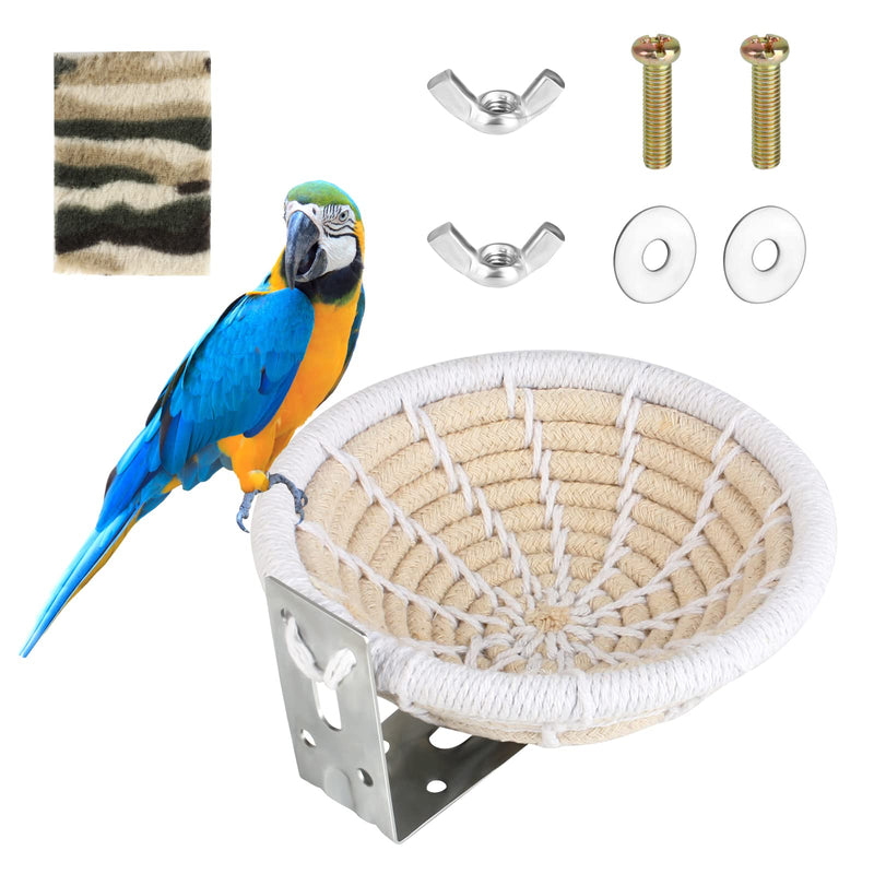 Bird Cage Nest Parrot Nest Bed Cotton Hemp Rope Weave Bird Breeding Nest Small Bird Cage Nest Hatching Nesting Box With Flannel For Budgies, Parakeets, Cockatiels, Parakeets, Canaries, Finches(14cm) - PawsPlanet Australia