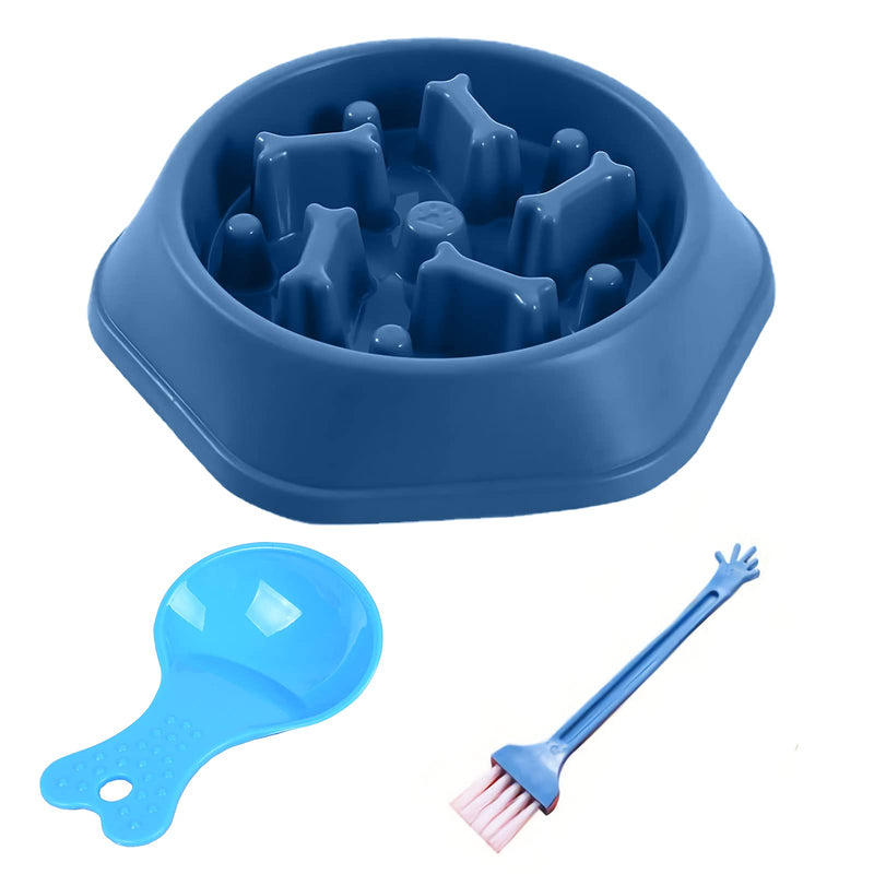 VEGCOO Slow Feeder Dog Bowl, Bloat Stop Dog Food Bowl with Feeding Spoon Cleaning Brush, Slow Eating Dog Bowl Interactive Fun Puzzle Feeder for Puppy Cat Pet (Blue) Blue - PawsPlanet Australia