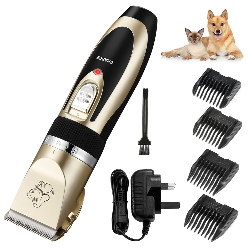 Electric Dog Clippers, Cordless Dog Trimmer Low Noise | Pet Grooming Kit Rechargeable & Fast Charging Dog Grooming Clippers with 4 Combs | Professional Cat Hair Trimmer for Dogs Cats Horses - PawsPlanet Australia