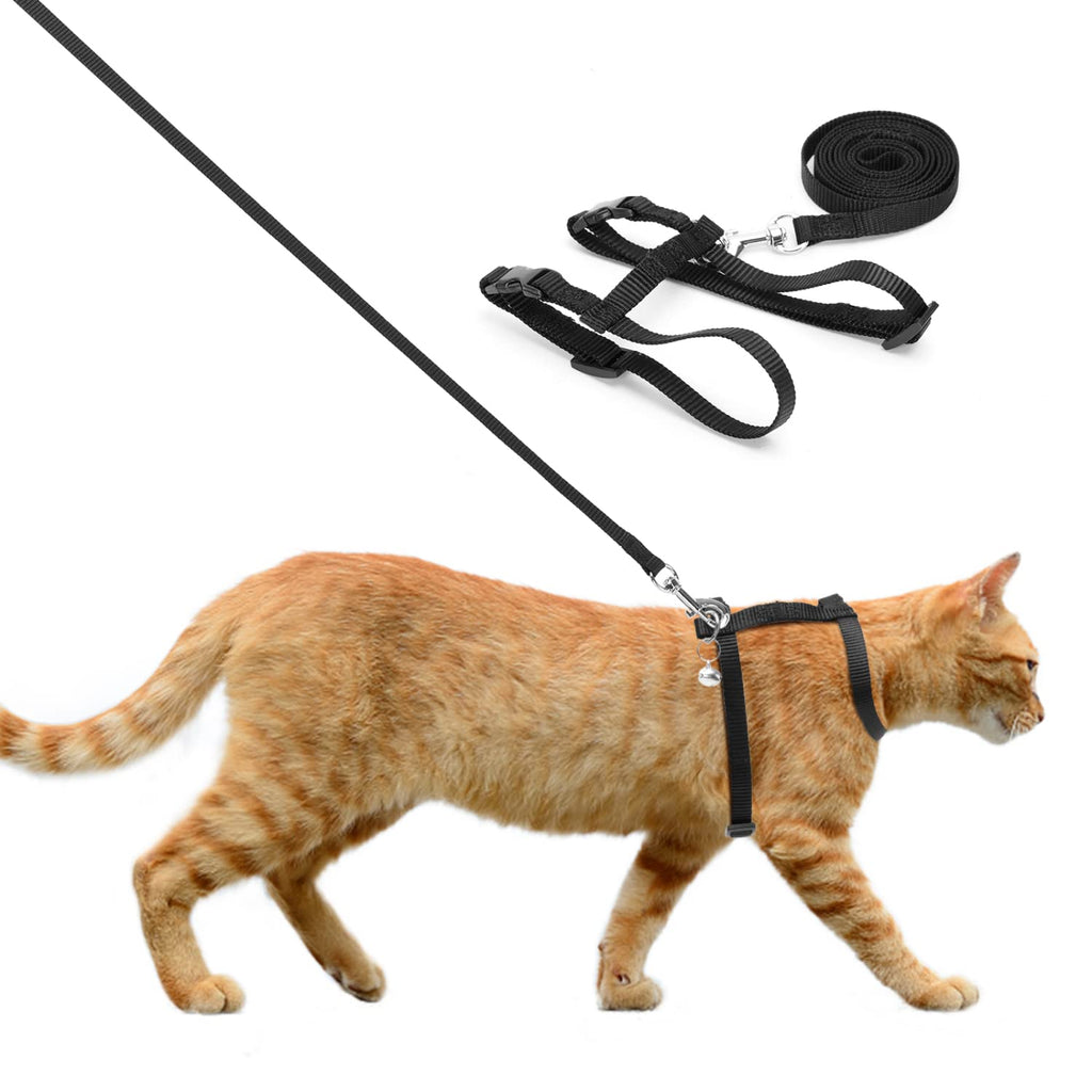 Nobleza Cat Harness and Leash Set, Soft Nylon Leash Escape Proof Safety Kitten Harness for Outdoor Walking, Adjustable Pet Harness for Cats Puppy Small Animals, Black S: Chest Girth 26-45cm - PawsPlanet Australia