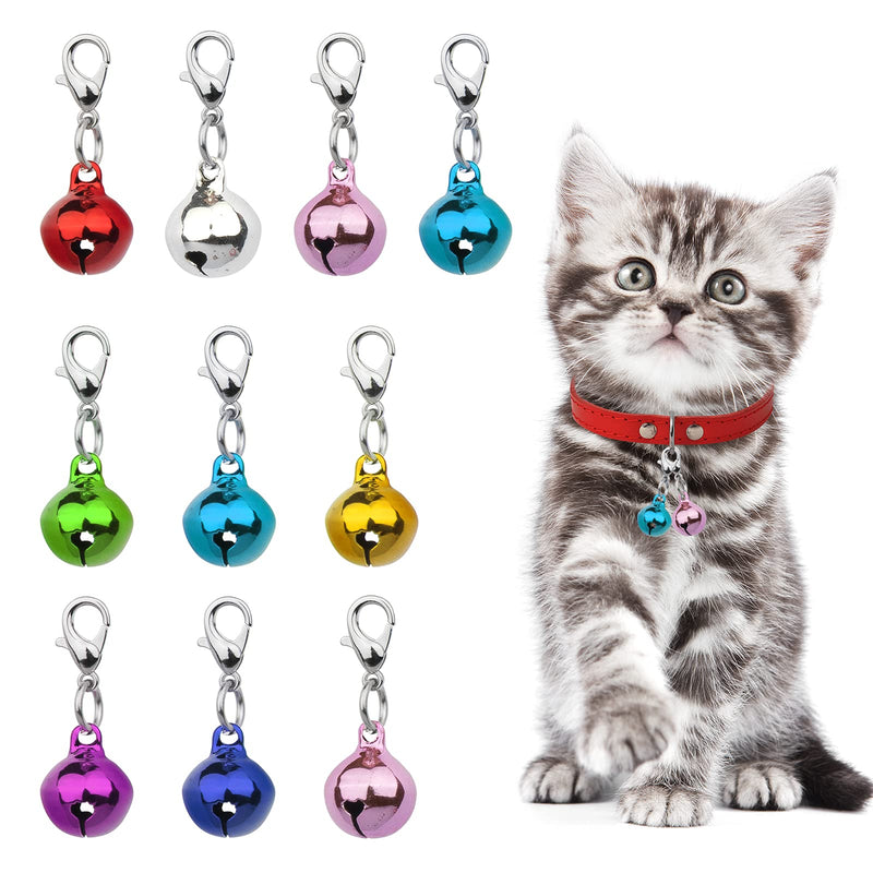 PROUSKY 10 Pieces Pet Bells for Collars, Colorful Metal Jingle Bell for Dog Cat Collars with Lobster Clasps for Necklace Collar Charm, Festival Party DIY Crafts Decoration and Training color 3 - PawsPlanet Australia